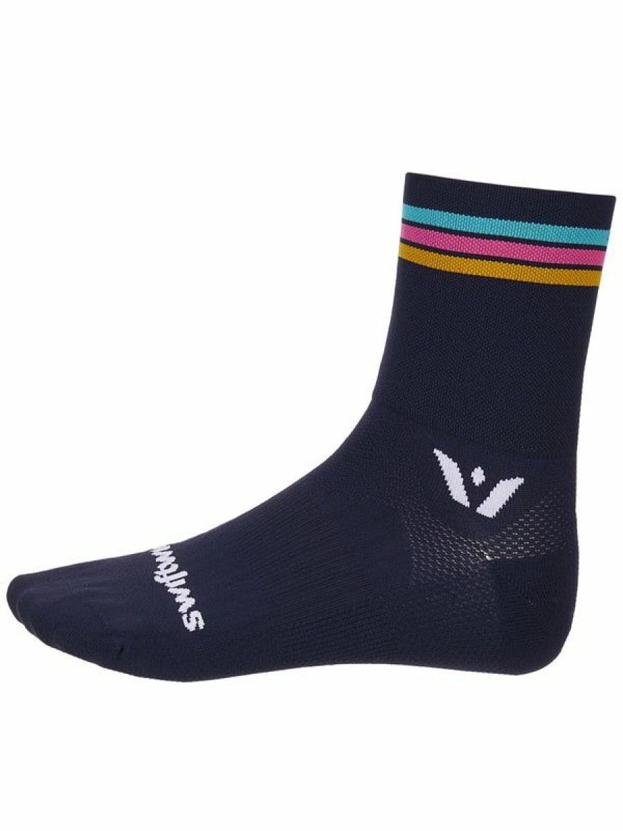 Socks * | Swiftwick Aspire Four Quarter Crew Socks Stripe Shoping