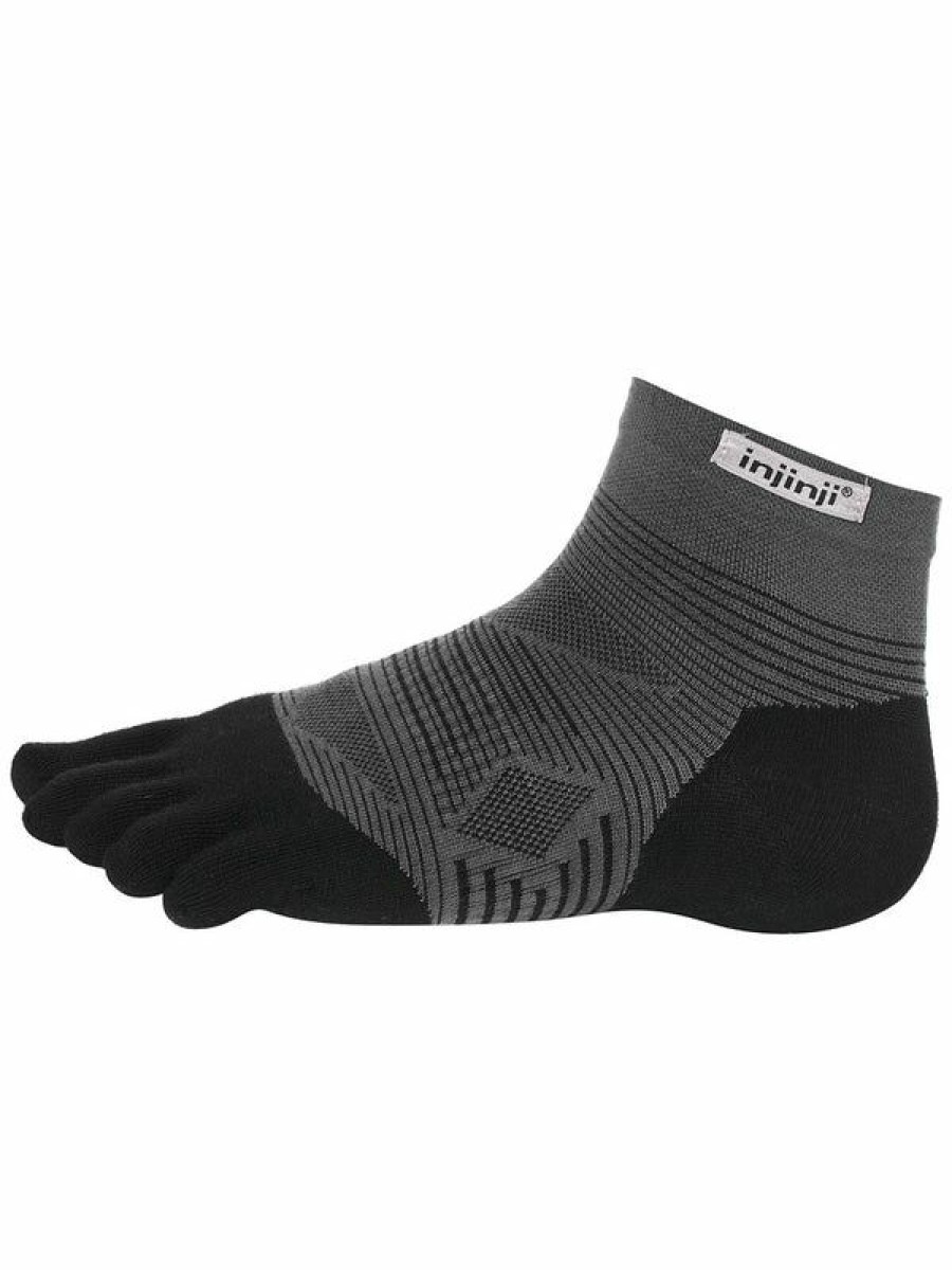 Socks * | Injinji Run Lightweight Mini-Crew Toesocks Black Best Price