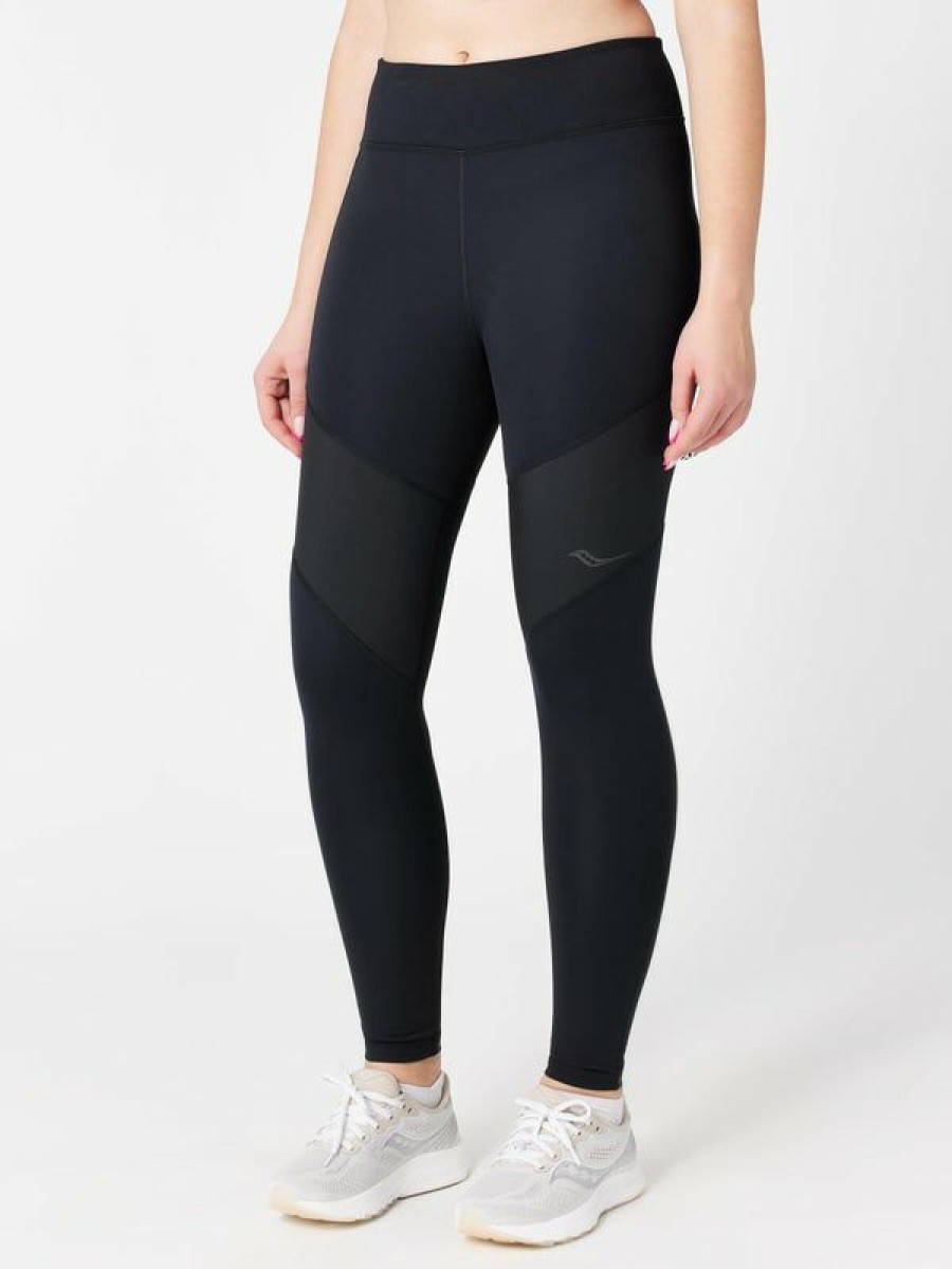 Capris Tights & Pants * | Saucony Women'S Core Boulder Wind Tight Black Fire Sale