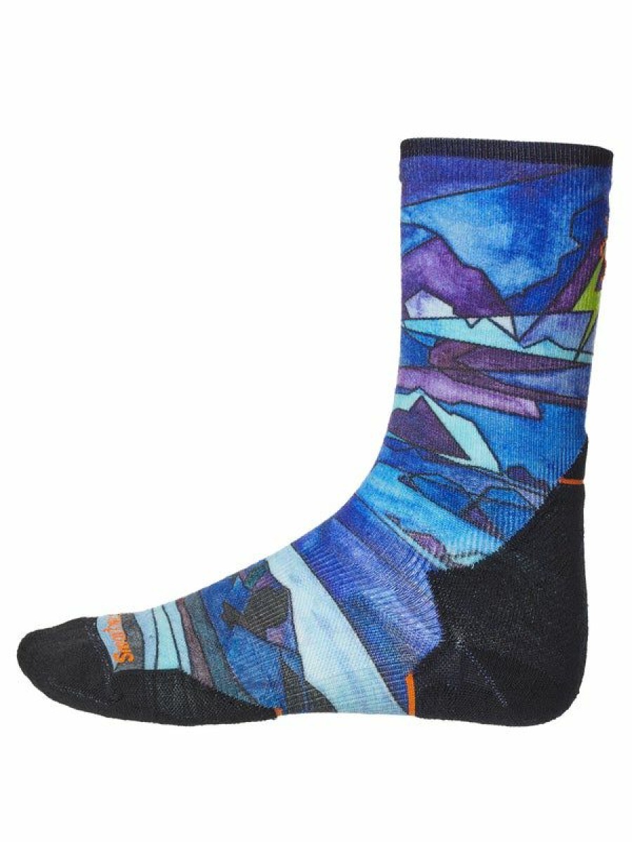 Socks * | Smartwool Women'S Run Print Crew Socks Blue Lower Price