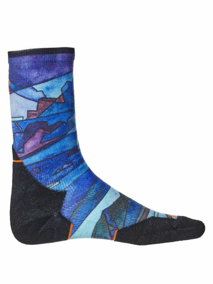 Socks * | Smartwool Women'S Run Print Crew Socks Blue Lower Price