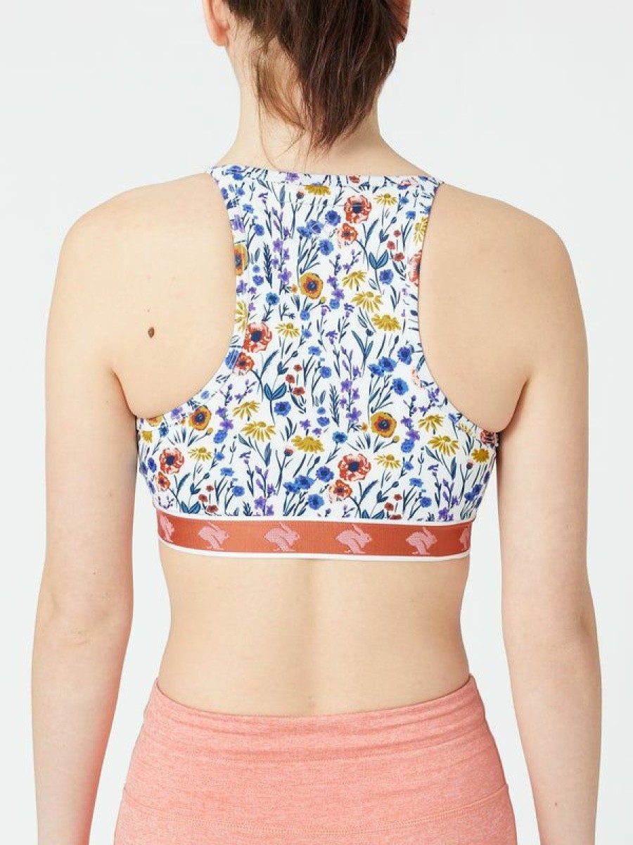 Running Sports Bras * | Rabbit Fall Strappy Pocket Bra Egret Wildflower Quick Delivery