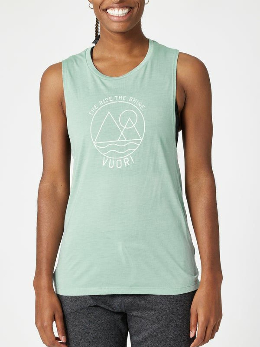 Tanks And Singlets * | Vuori Women'S The Rise The Shine Tank Dusty Pine Lower Price