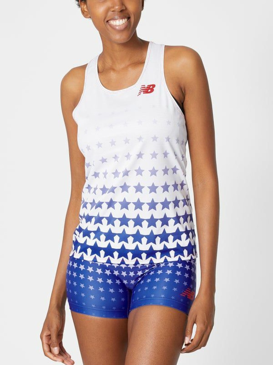 Tanks And Singlets * | New Balance Women'S Independence Day Nspire Str Singlet Best Sellers