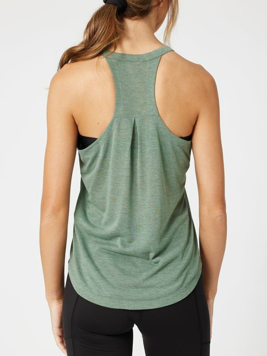 Tanks And Singlets * | Patagonia Women'S Core Capilene Cool Trail Tank Hem Grn Quick Delivery