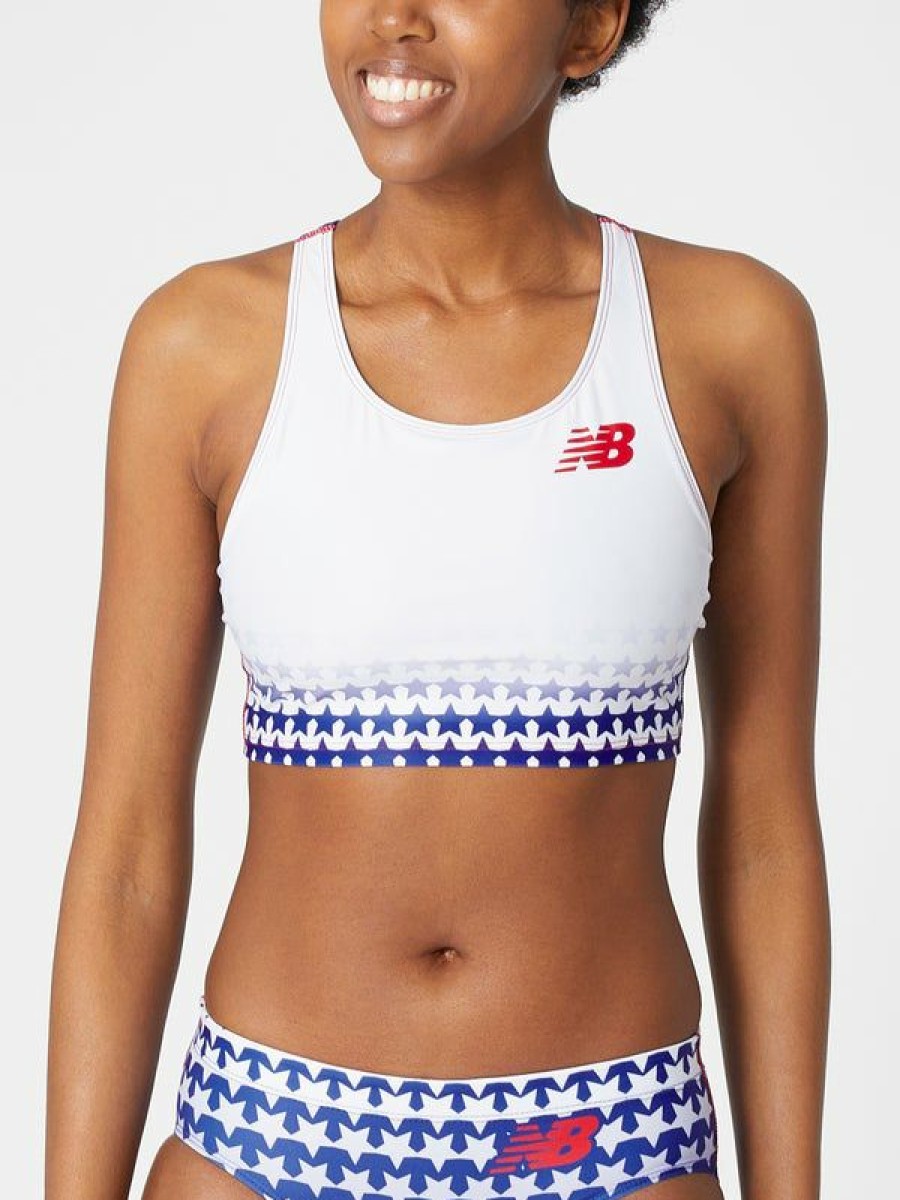 Tanks And Singlets * | New Balance Women'S Independence Day 2022 Stars Crop Clearance Sale