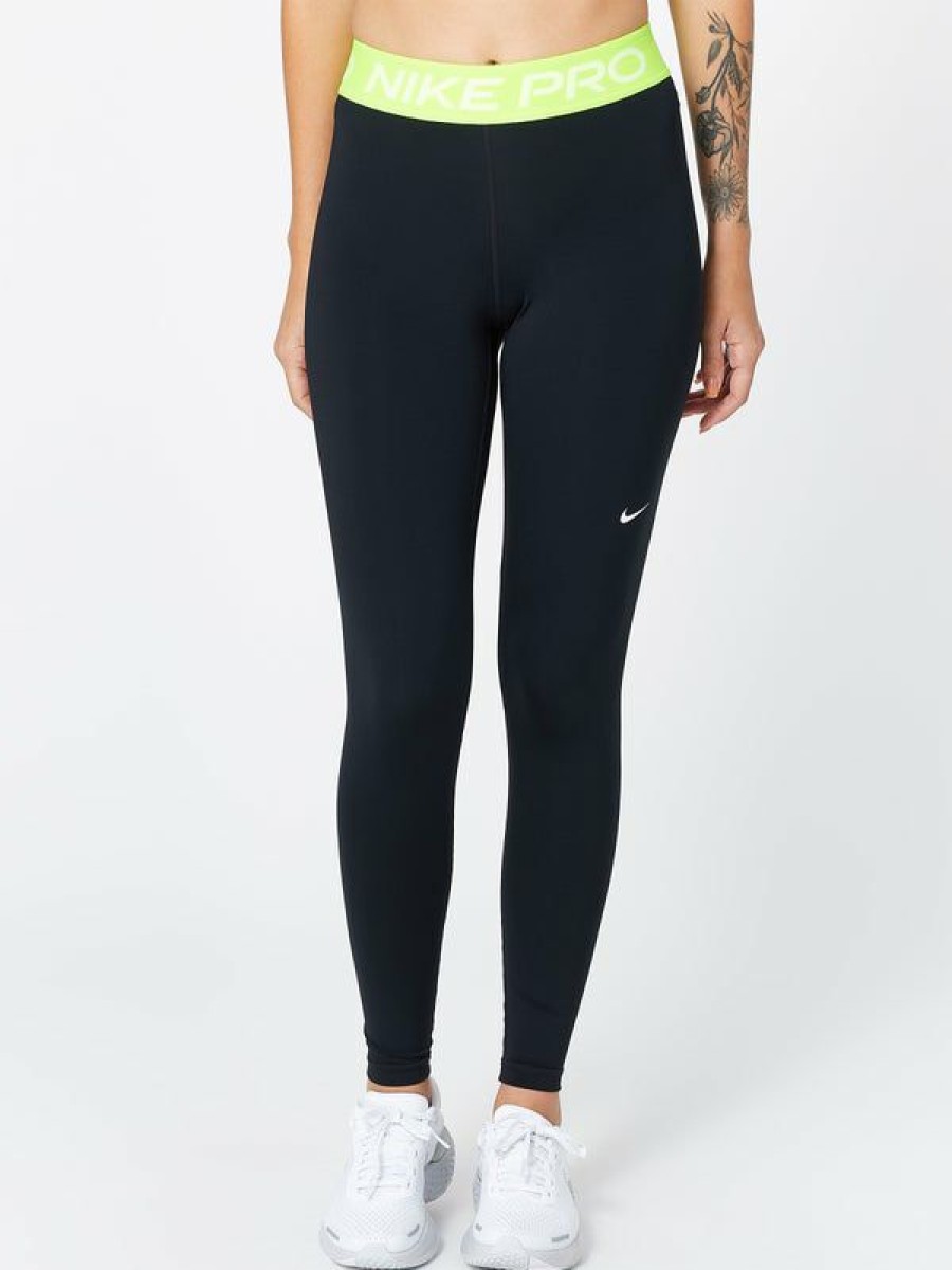 Capris Tights & Pants * | Nike Women'S Core Pro 365 Tight Black/Volt Sells Cheap