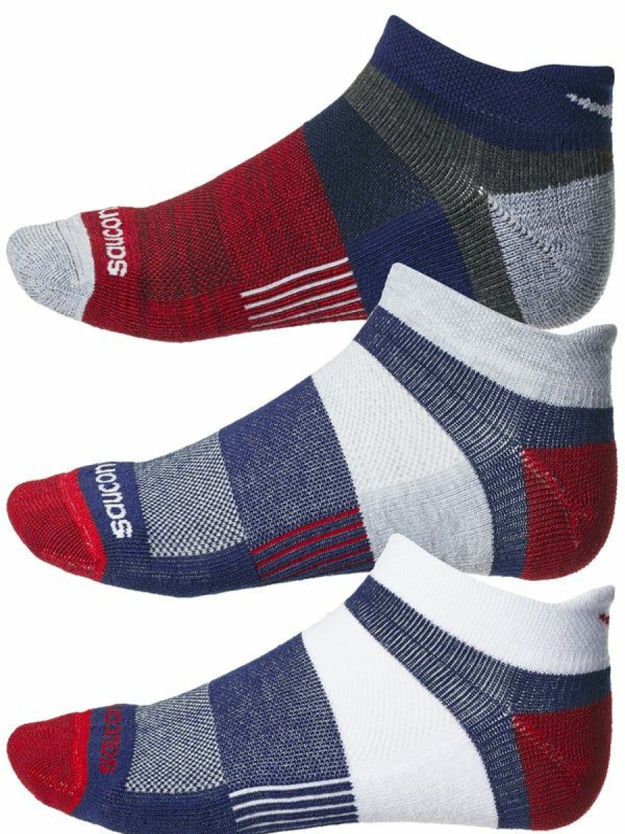 Socks * | Saucony Inferno Cushion No Show Socks 3-Pack Americana Best Price