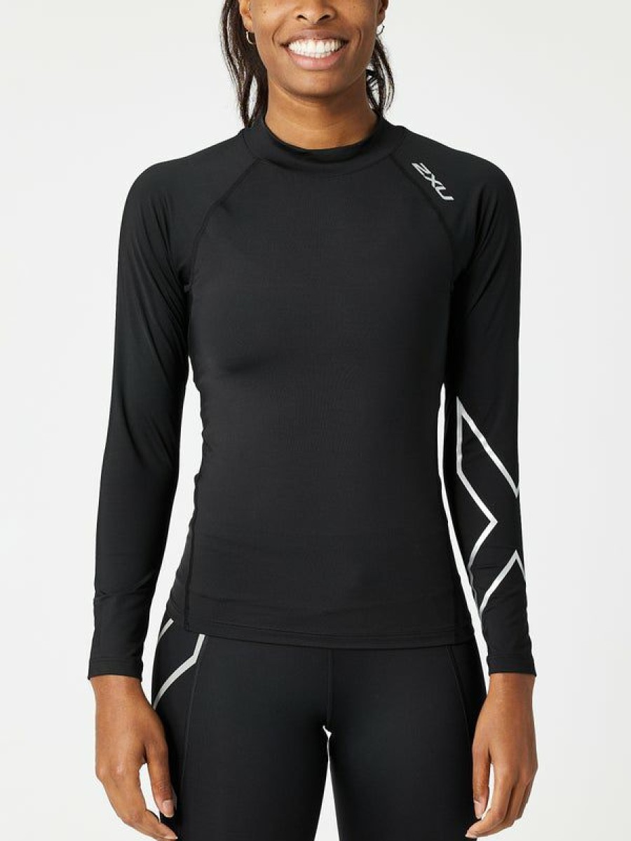 Long Sleeve Hoodies & Zips * | 2Xu Women'S Core Ignition Compression Long Sleeve Fire Sale